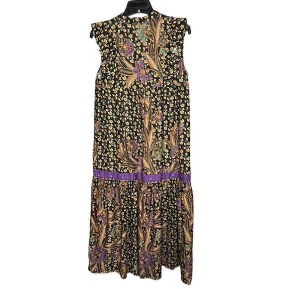 Warm Women's Boho Hippe Ruffle Sleeveless Cotton Breezy Floral Dress Size Small - Picture 3 of 16
